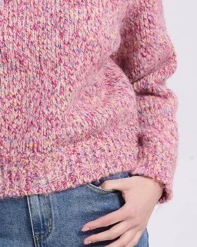 彩點輕絨毛衣-粉7