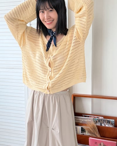 witharch法式前後穿扣衫-淡黃4