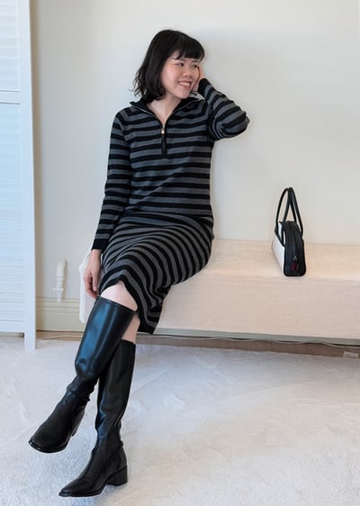 拉鍊翻領針織洋裝2