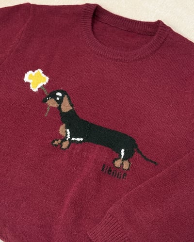 臘腸狗狗毛衣-紅3