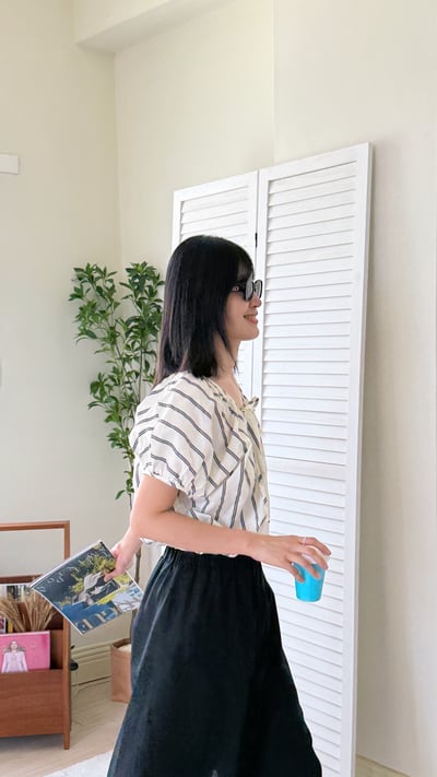 天絲復古條紋短衫4