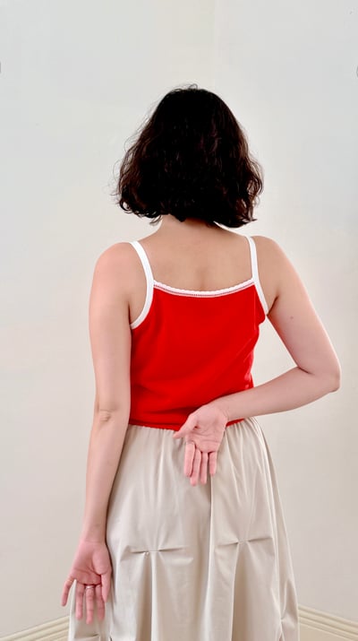 亞麻撞色背心-紅6