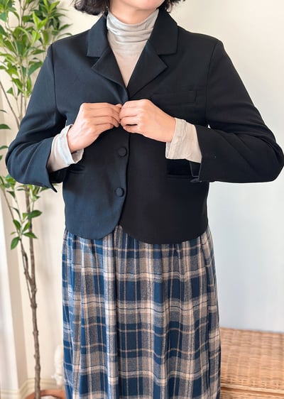 毛呢短版西裝外套3