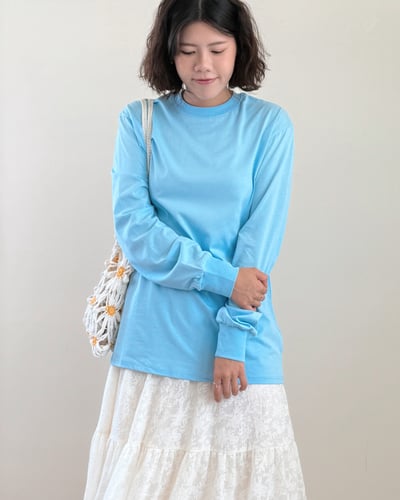 棉質愛心鏤空長tee1