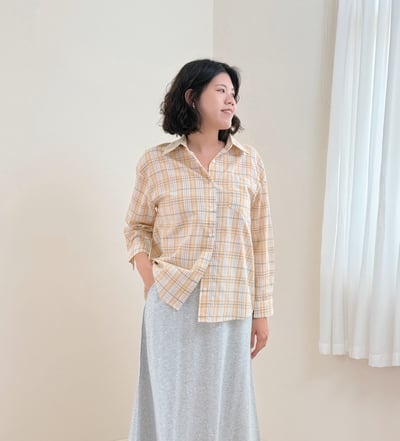 日和格紋防曬襯衫-橘6