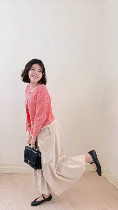 亞麻撞色開襟外套-紅7