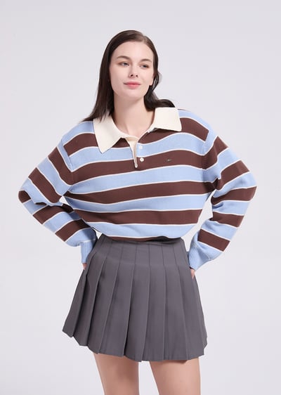 witharch條紋polo上衣-藍5