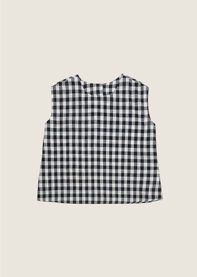 優雅格紋半袖上衣1