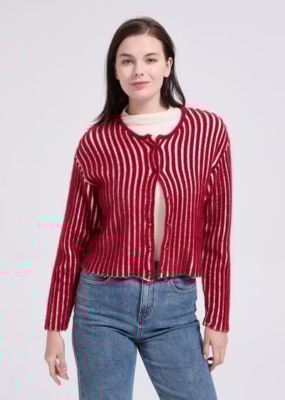 witharch精緻毛毛扣衫-紅7