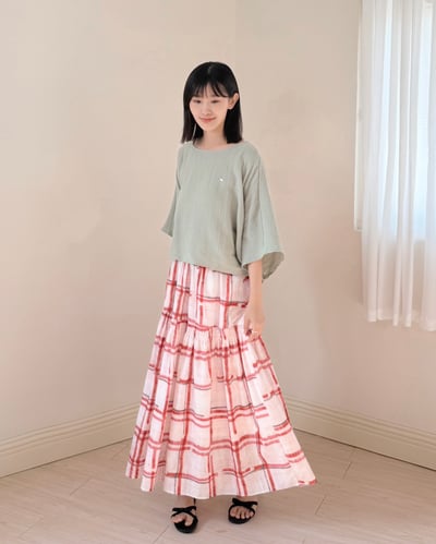 witharch-棉紗連袖上衣-綠3