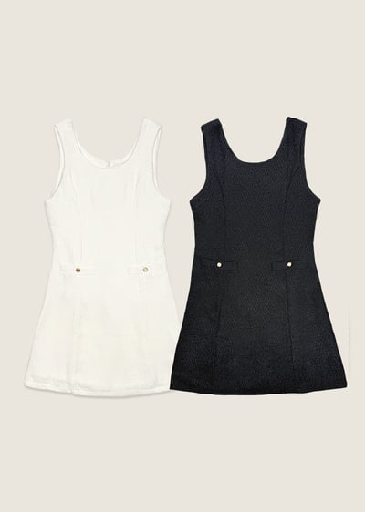 金扣花呢背心洋裝1