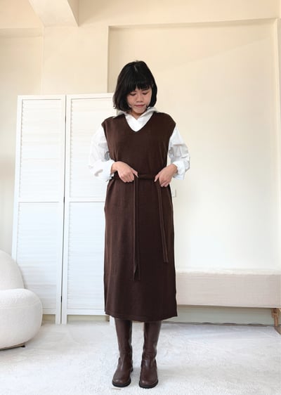 V領綁帶針織洋裝12