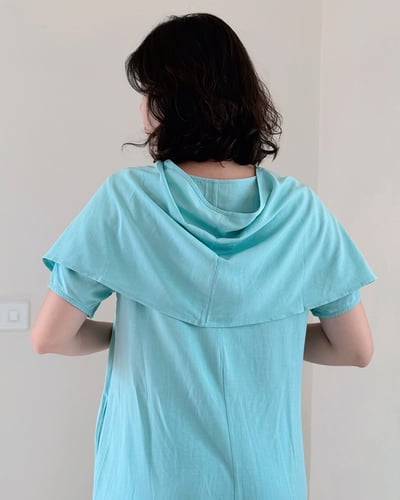 南法純色層次洋裝-藍7