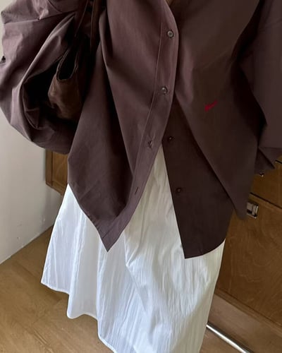 復古A字中長裙-白2