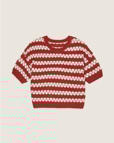 witharch復古雙色針織衫-紅7