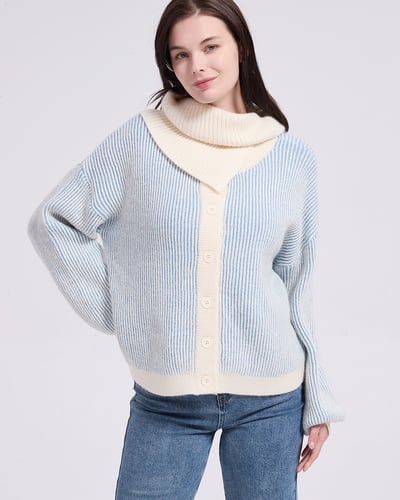 witharch圍巾雙色上衣-藍1