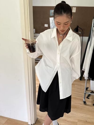 復古A字中長裙-黑2