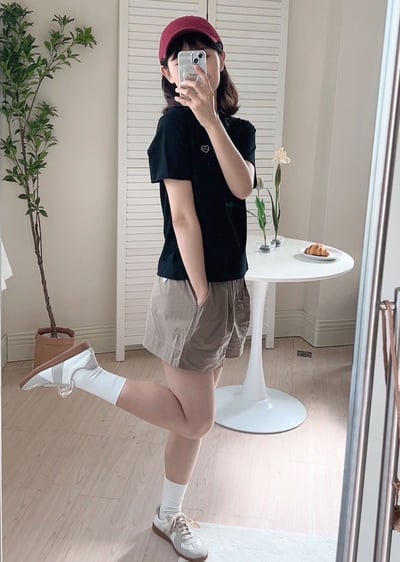 witharch刺繡彈力棉Tee-黑2