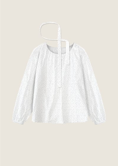 法式波點綁帶上衣1
