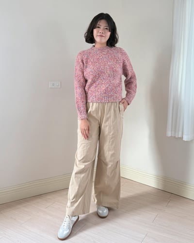 口袋細節鬆緊工裝褲-卡其3