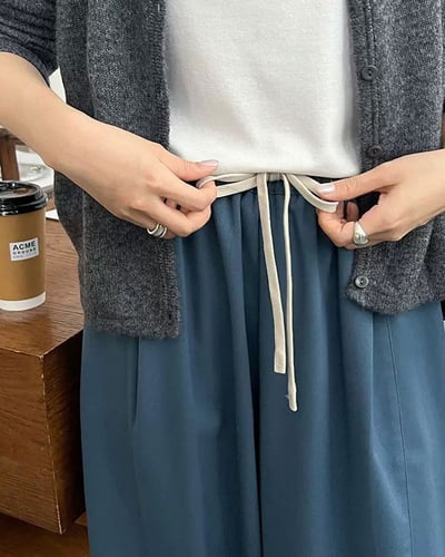 斜紋鬆緊萬能褲-藍4