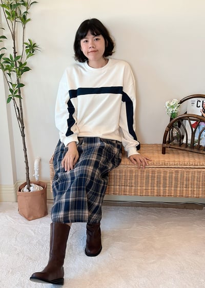 韓國圓領撞色大學tee2