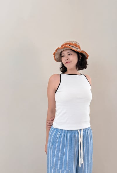 尼泊爾手工棉麻帽-橘4