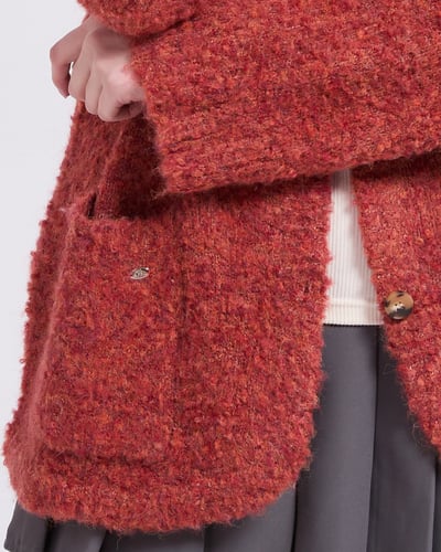 witharch圈圈絨排釦外套-紅6