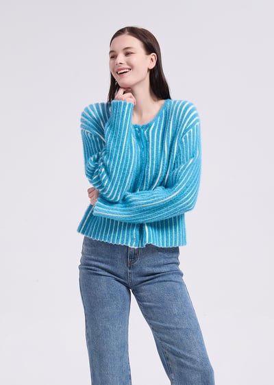 witharch精緻毛毛扣衫-藍5