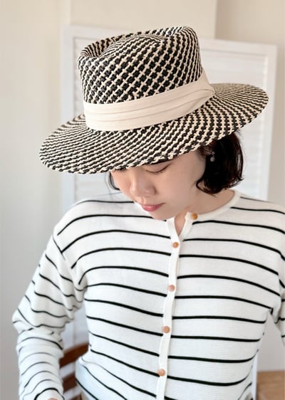 法式黑白極簡草帽3