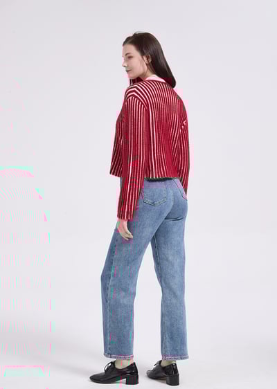 witharch精緻毛毛扣衫-紅5