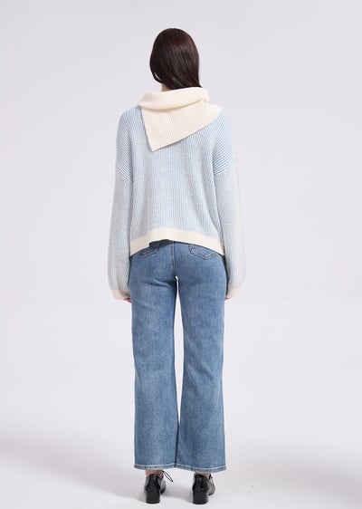 witharch圍巾雙色上衣-藍6