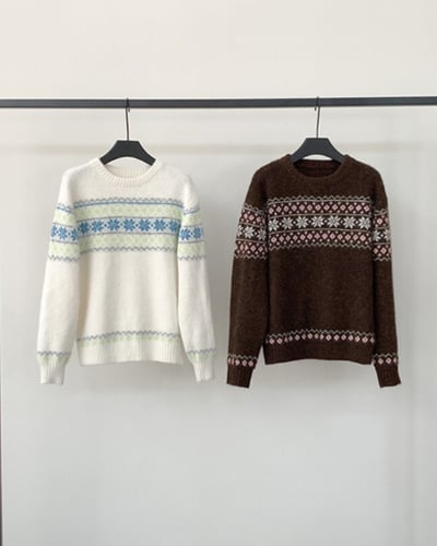 費爾島雪花毛衣-咖6