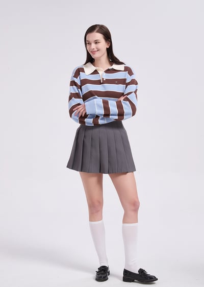 witharch條紋polo上衣-藍7