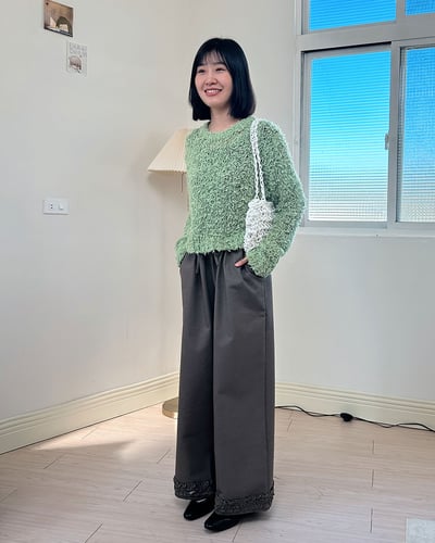 花邊鬆緊萬能褲-咖4