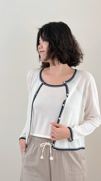 亞麻撞色背心-杏8