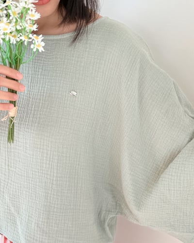 witharch-棉紗連袖上衣-綠5