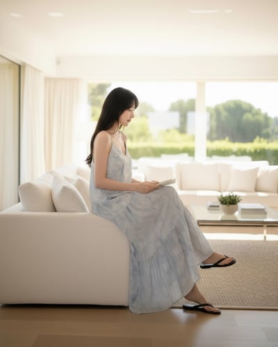 藍花吊帶洋裝-藍2