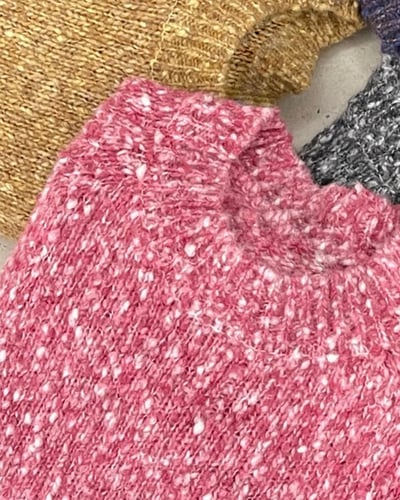 紋理色彩拉格蘭毛衣-莓粉5