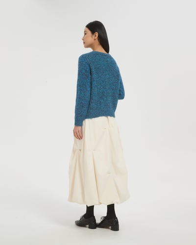 witharch時髦抓褶花苞裙-雲白4