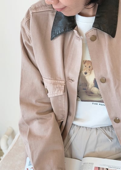 草莓翻領牛仔夾克4