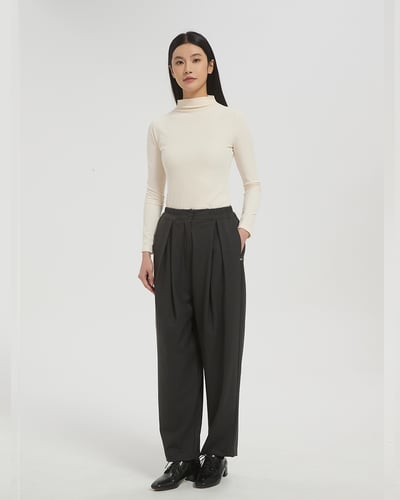 witharch軟料西裝褲-深灰2