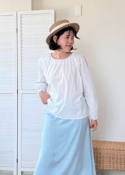 法式波點綁帶上衣3