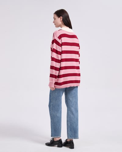 witharch條紋polo上衣-紅3