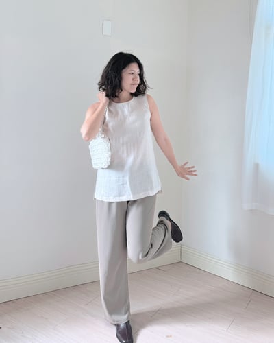 棉麻直紋無袖背心2