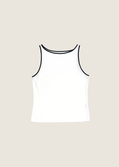 撞色寬領百搭背心-杏1