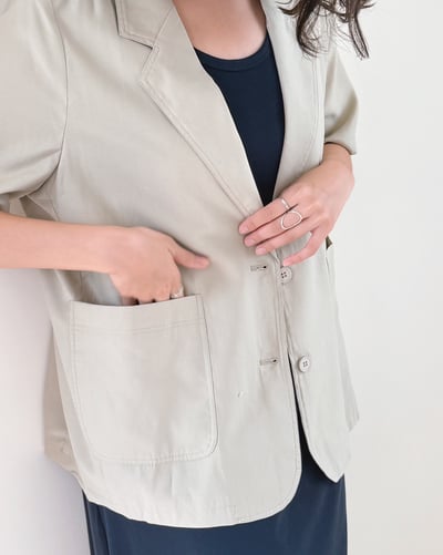 亞麻後扣抗皺薄料西外3