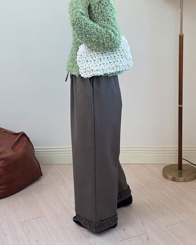 花邊鬆緊萬能褲-咖2
