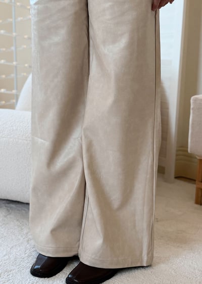 鞣紋皮革鬆緊萬能褲5