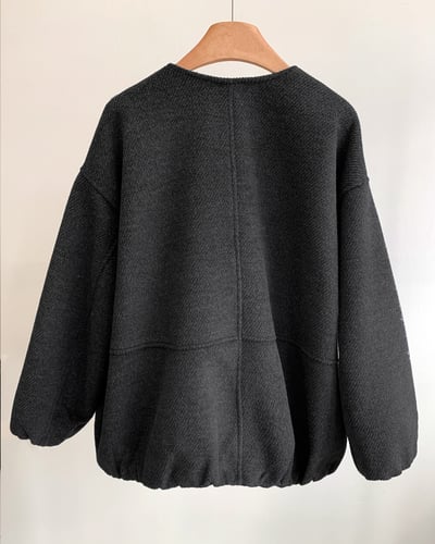 羊毛呢絨剪裁外套-深灰7